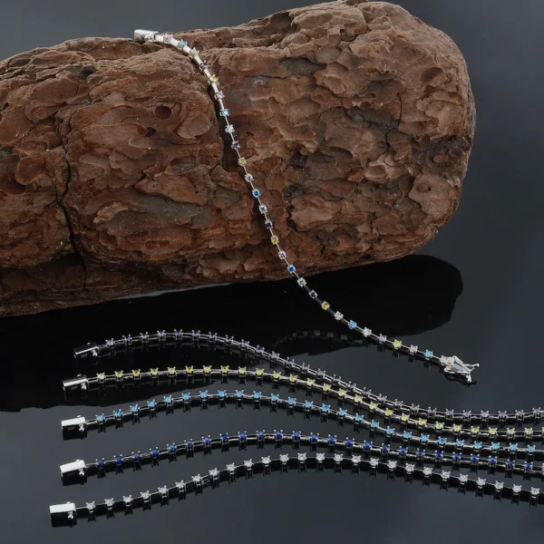 Rainbow Sapphire Tennis Bracelet – Women’s 925 Sterling Silver Jewelry - Image 3