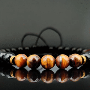 Men’s Natural Tiger Eye Beaded Bracelet – Adjustable Healing Jewelry